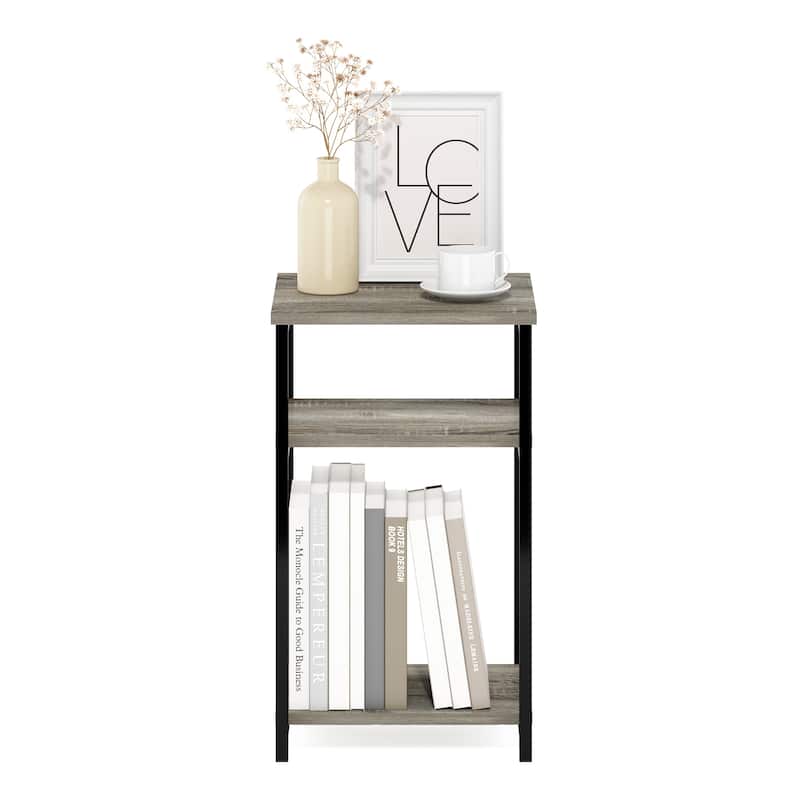 Furinno Just 3-Tier Industrial Metal Frame End Table with Storage Shelves, 1-Pack, Espresso