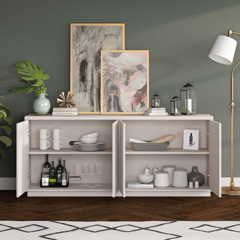 Alston 68" Wide Rectangular Fluted Buffet Table - 68" Wide