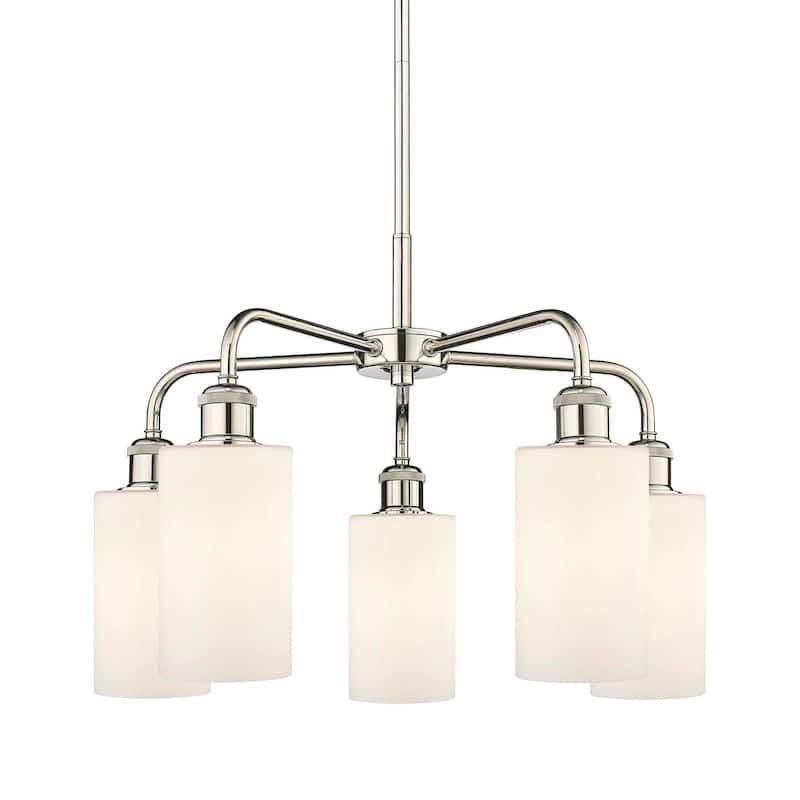 Innovations Lighting 516-5CR-15-22 Clymer Chandelier Clymer 5 Light - Polished Nickel / Matte White