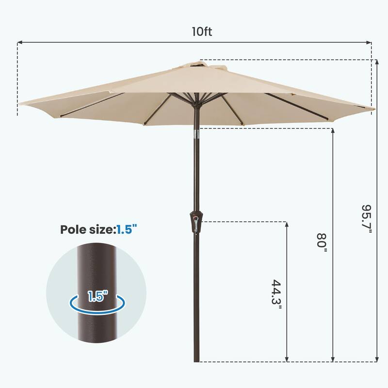 10ft Patio Market Umbrella with Crank & Tilt,UV-Risistant