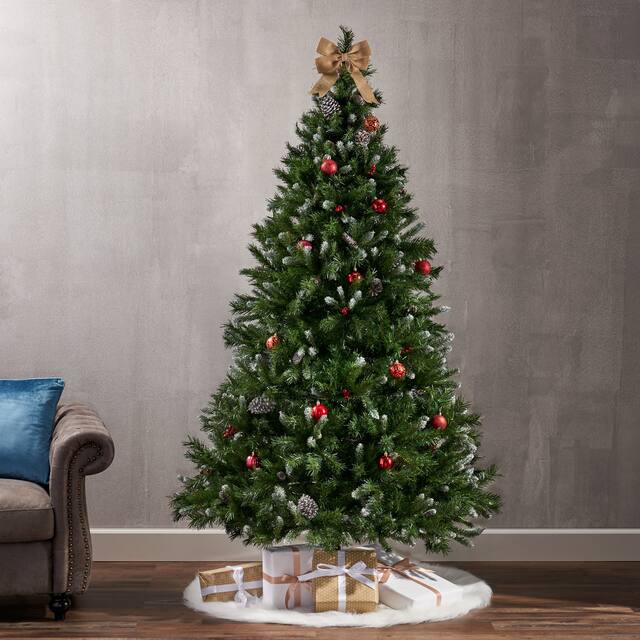 7-foot Hinged Frosted Spruce Christmas Tree by Christopher Knight Home - 53.00" W x 53.00" D x 84.00" H - Unlit