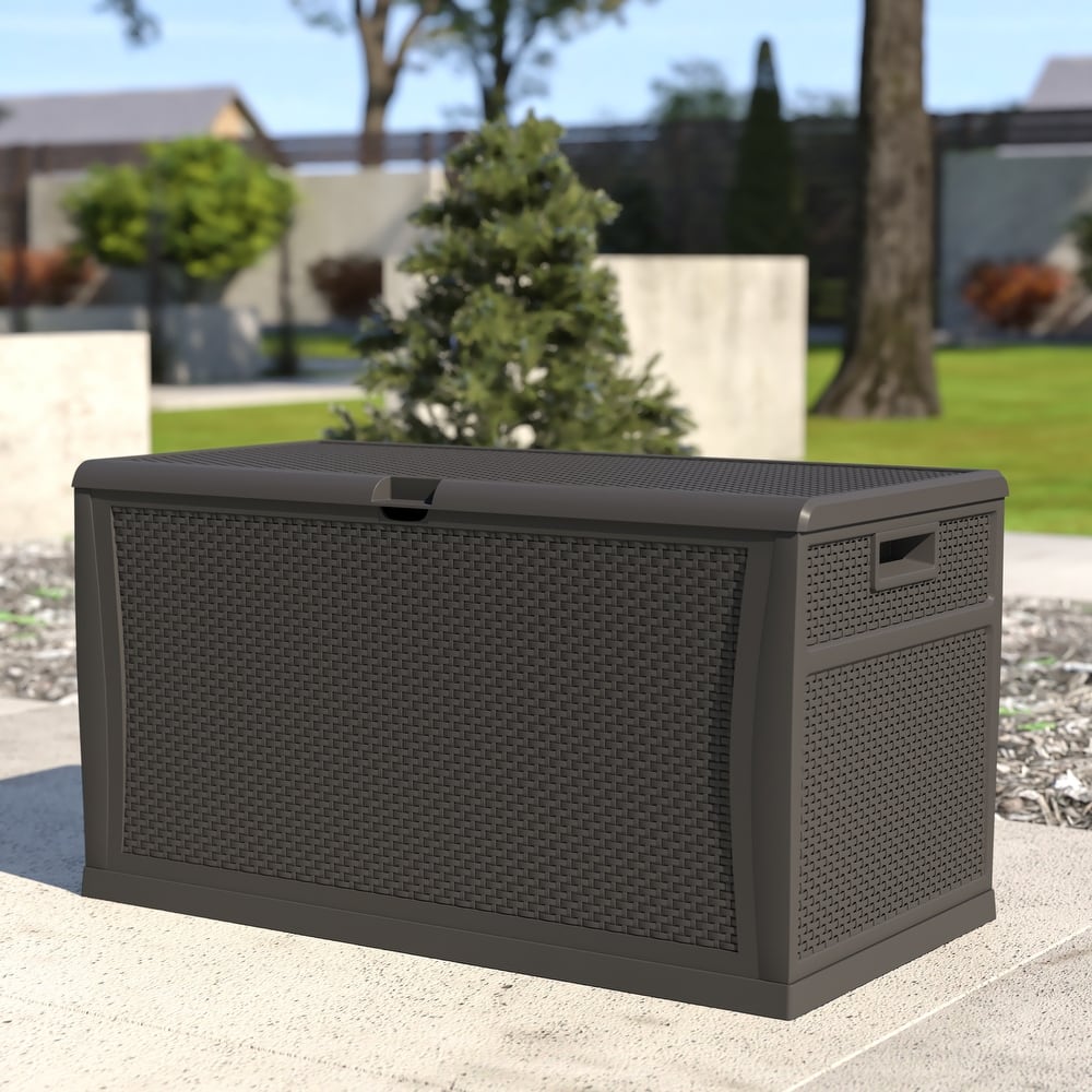 120 Gallon Plastic Deck Box for Outdoor Patio Storage & Deck Organization