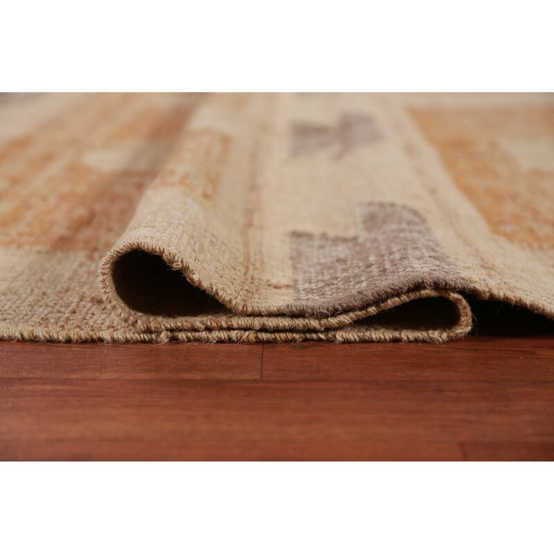 Hand Woven Oriental 100% Jute Carpet Southwestern Modern Beige & Ivories Kilim Area Rug - 11' 3'' X 9' 8''