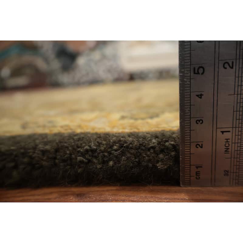 Hand Knotted Oriental 100% Wool Carpet Traditional All-Over Greys & Charcoal Agra Area Rug - 8' 10'' X 5' 10''