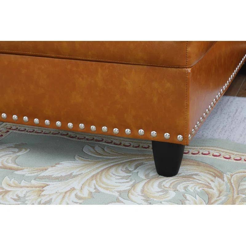 Faux Leather L - Shaped Sectional Set With Cup Holders 2pc