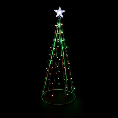 5' Red and Green LED Lighted Twinkling Christmas Tree Outdoor Decor