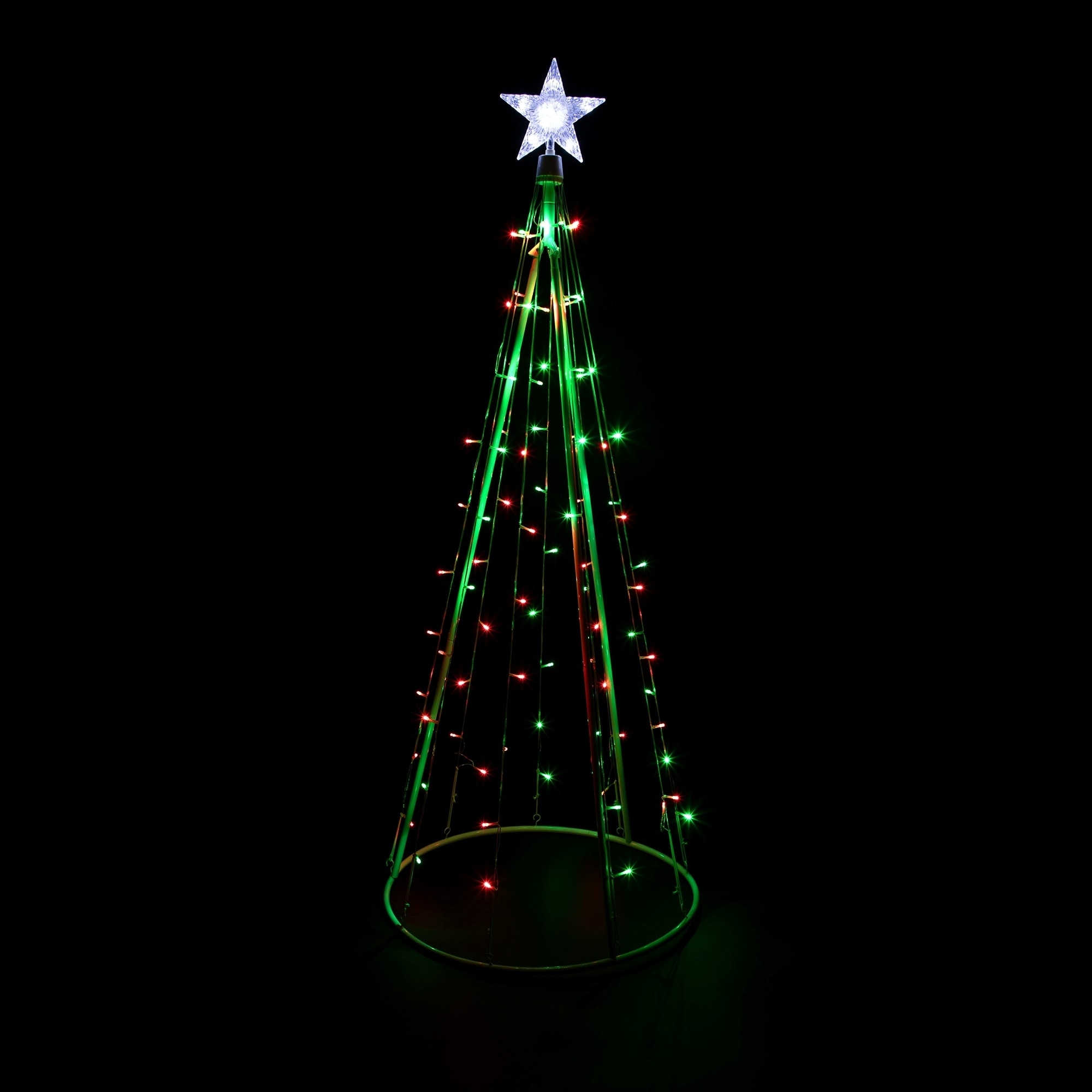 LED Lighted Twinkling Show Cone Outdoor Christmas Tree 5' Red Green