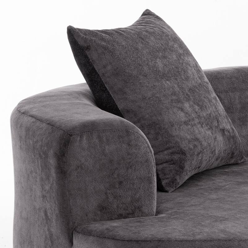 Modern Stylish 2-Seater Frame-Free Compressed Chenille Upholstered Loveseat Sofa with 3 Pillows