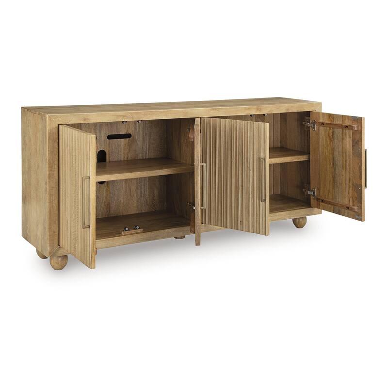 Signature Design by Ashley Niam Light Brown Accent Cabinet - 68" W x 16" D x 32" H