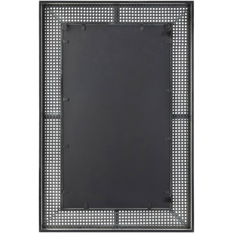 Aviva Modern Boho Cane & Black Rectangular Wall Mirror