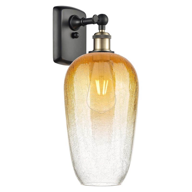 Innovations Lighting 516-1W-16-7 Brookhaven Flute Sconce Brookhaven - Black Antique Brass / Amber