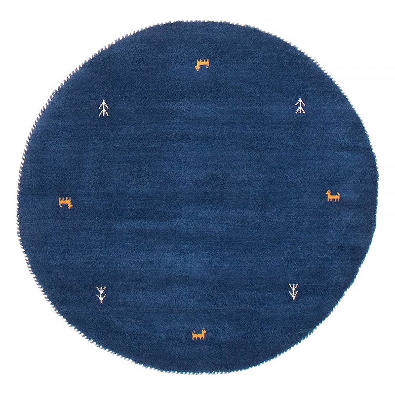 Kashkuli Gabbeh Navy Rug 3'10" x 3'10" - 3'10 x 3'10 - Navy - 3'10 x 3'10