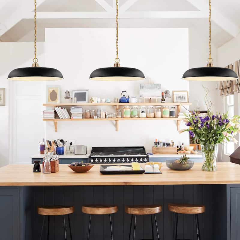Colony 1 Light Large Pendant Matte Black with Burnished Brass