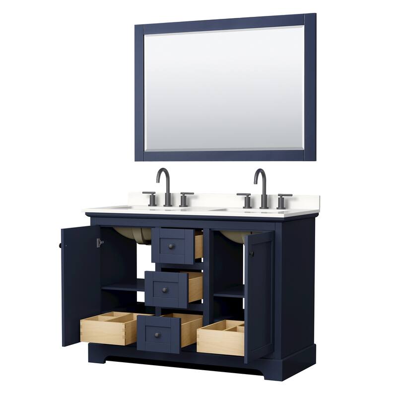 Avery 48-inch Double Vanity, Quartz Top, 46-inch Mirror