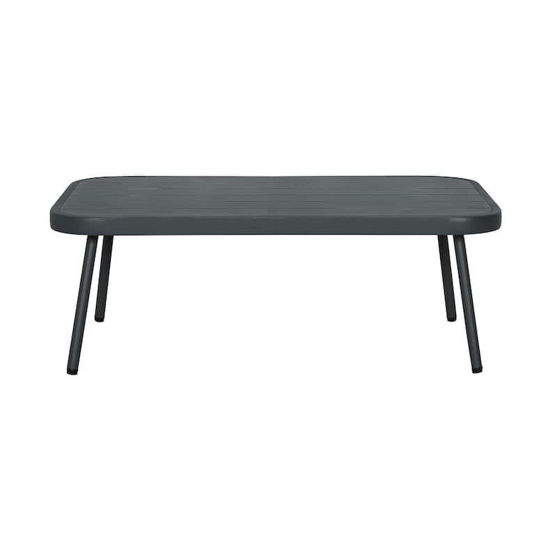 Roomfitters Steel Loveseat with Woven Rope Arms and Coffee Table