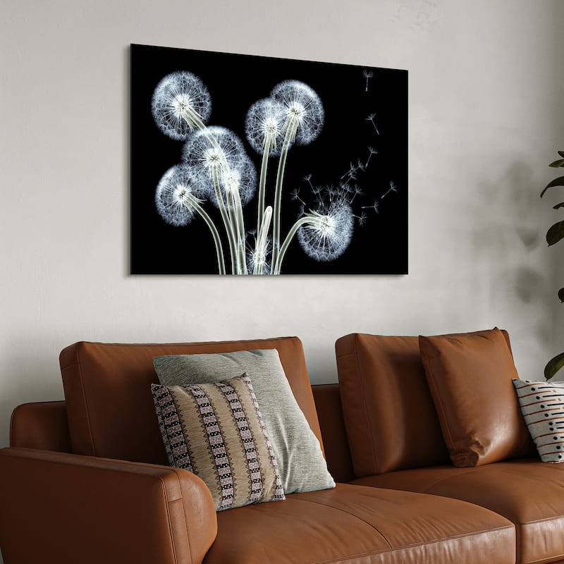 "Dancing Dandelions" Wall Art Printed on Tempered Glass