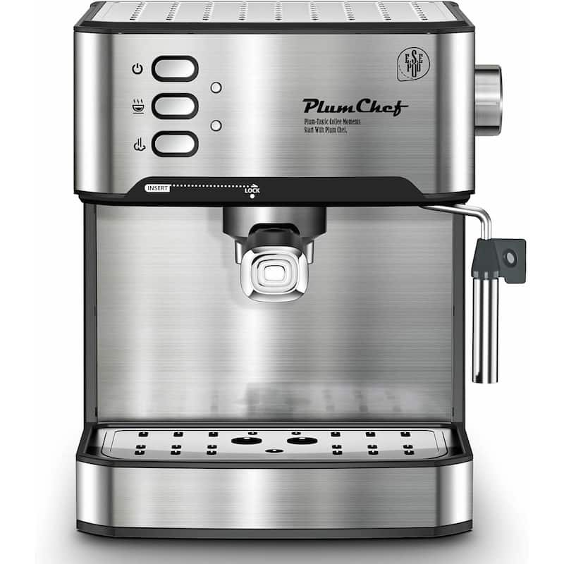 20 Bar Professional Espresso Machine with Milk Frother, Single & Double Shot, ESE Pod Compatible - Silver