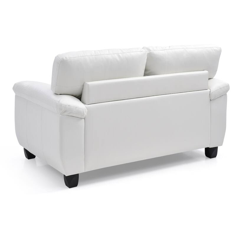 Flared Arm Faux Leather Tufted Straight Sofa - 57" - White