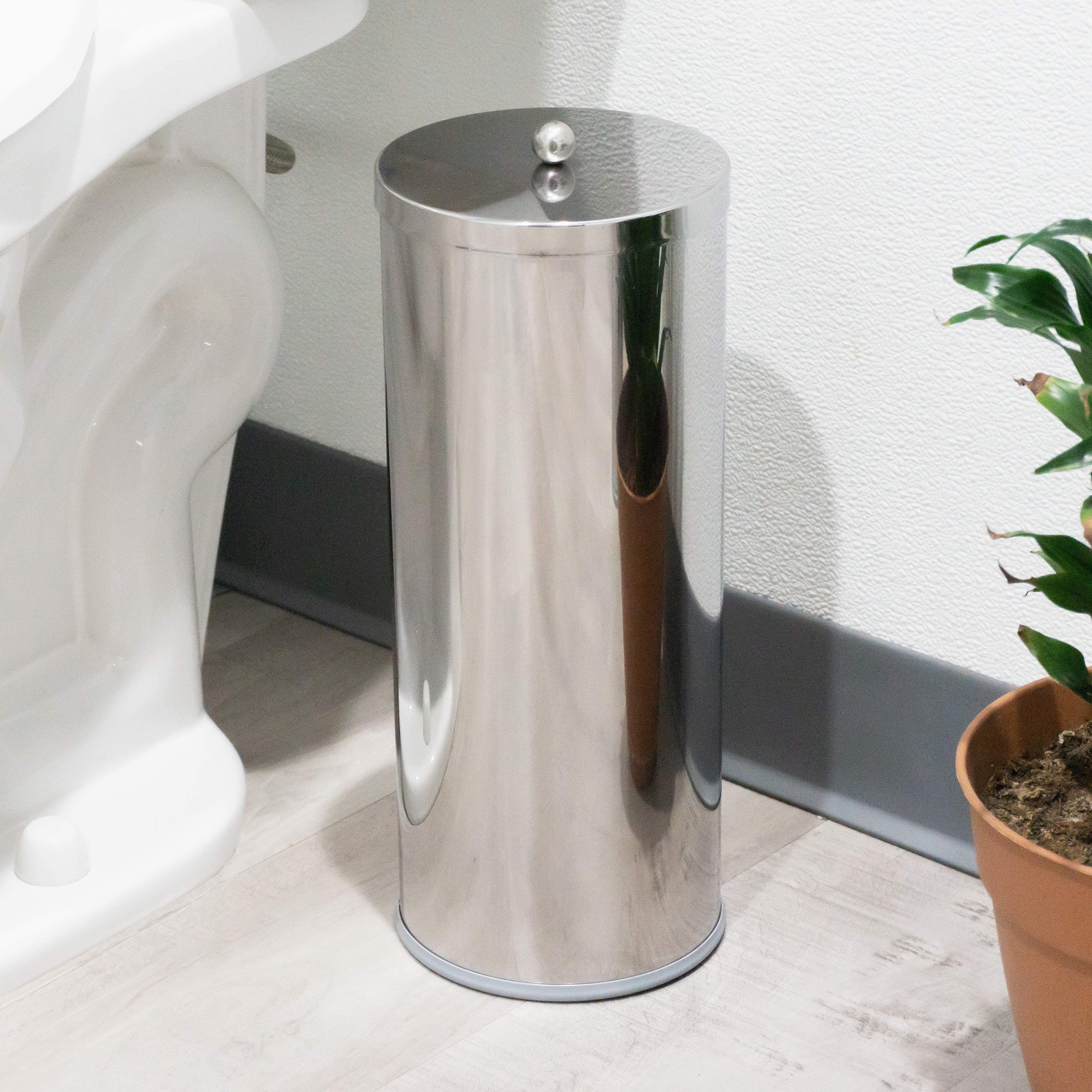 HUJI Rust Resistant Stainless Steel Toilet Paper Roll Canister Holder w/Removable Base for Bathroom Storage - Polished