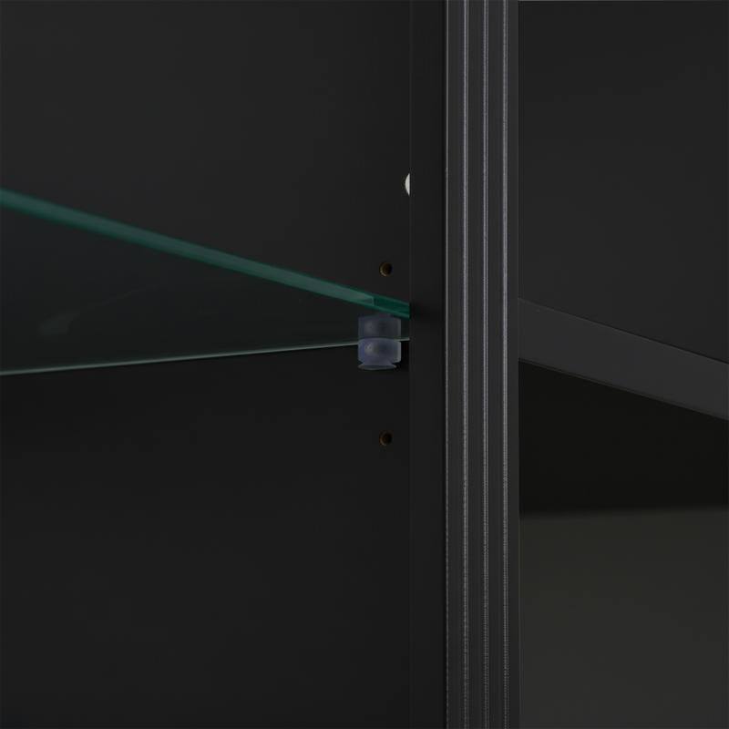 Farmhouse 78.75"Tall 4-Tier Display Shelf with Adjustable Glass Shelves and Dimmable Ceiling Light for Home Decor