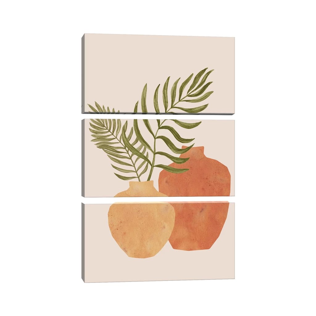iCanvas "Terracotta Vases And Palm Leaves" by Whales Way 3-Piece Canvas Wall Art Set