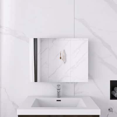 32" x 24" Rectangular Aluminium Alloy Medicine Cabinet with Mirror - 32" x 24"