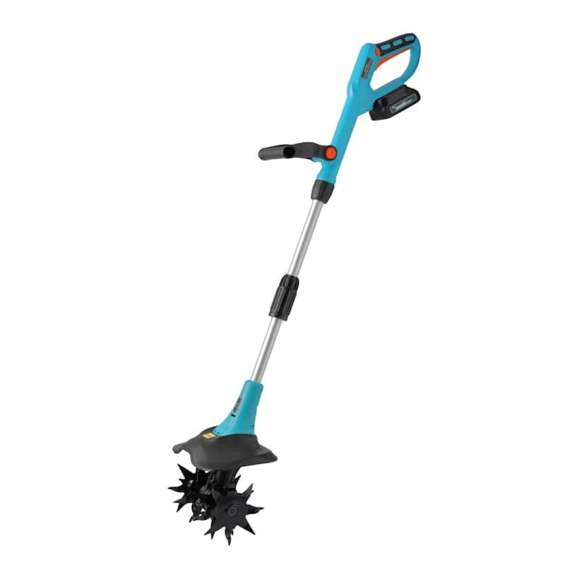 20V Cordless Tiller Cultivator Kit with (2) 2.0Ah Batteries and Charger 9Inch Tilling Width 6.6Inch Depth