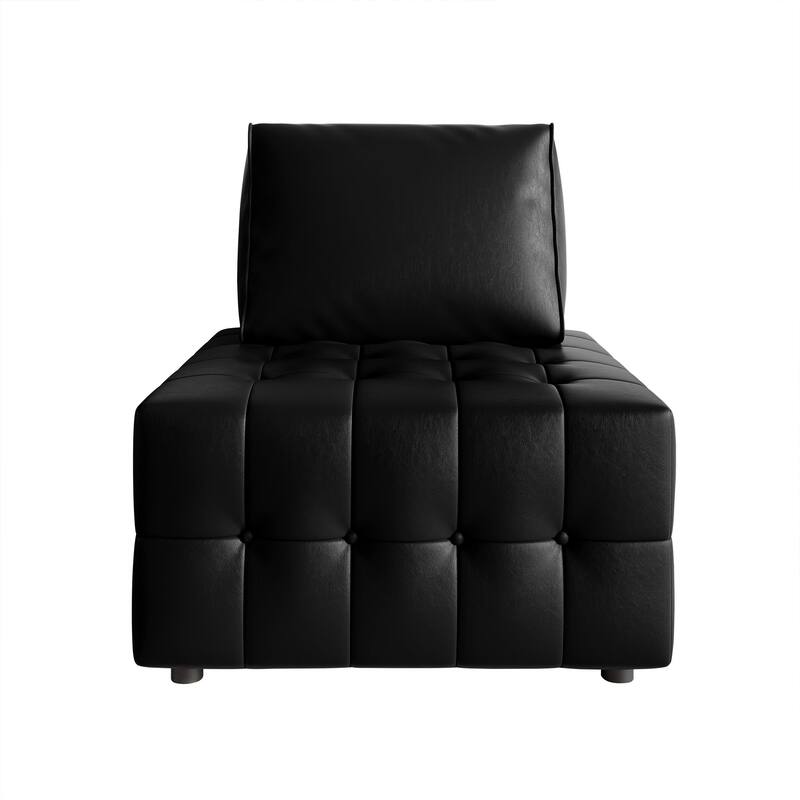 CraftPorch 7-Piece Elegance Button-Tufted PU Upholstered with Ottoman