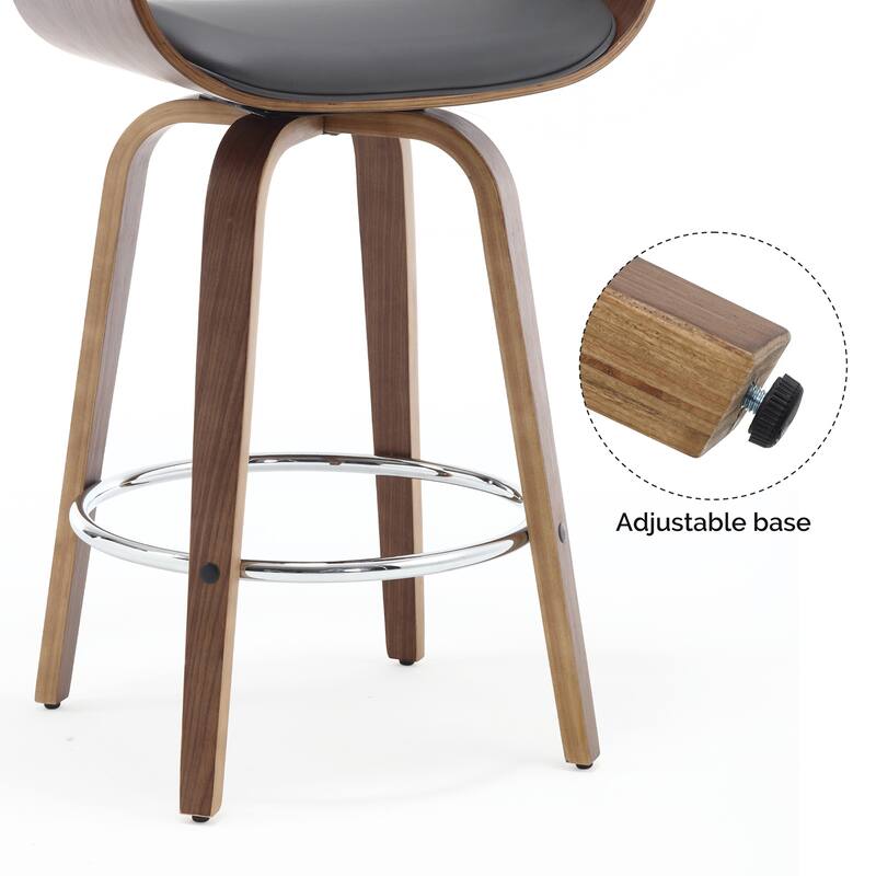 26"/29" Faux Leather Swivel Bar Stools, Wood Counter Stool