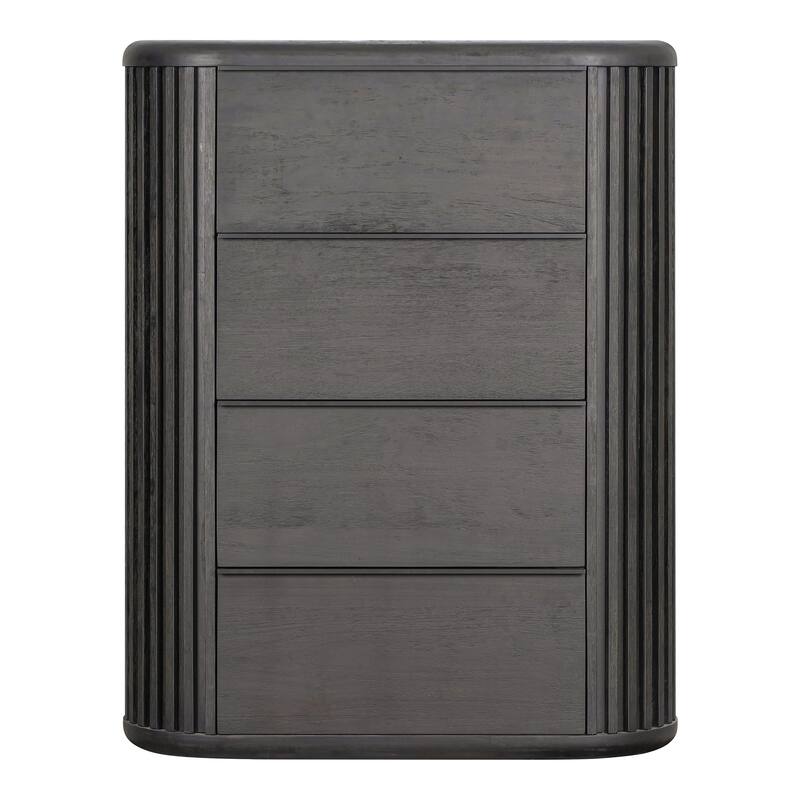 Furniture of America Caelan I Modern 6-Piece Black Solid Wood Fluted Panel Bedroom Set