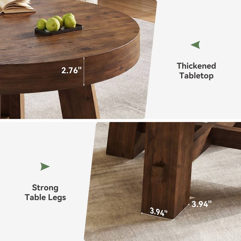 Solid Wood Round Coffee Table, 31.5-Inch Center Table