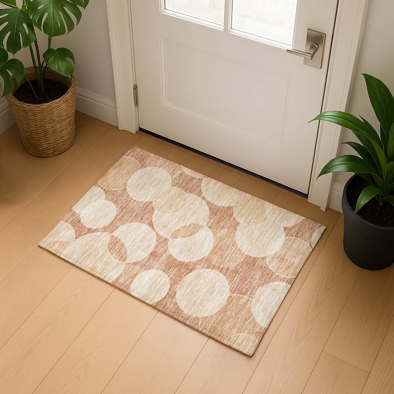 Premium Washable Super Soft Contemporary Bubbles Mayfield Rug - Coral - 1'8" x 2'6"