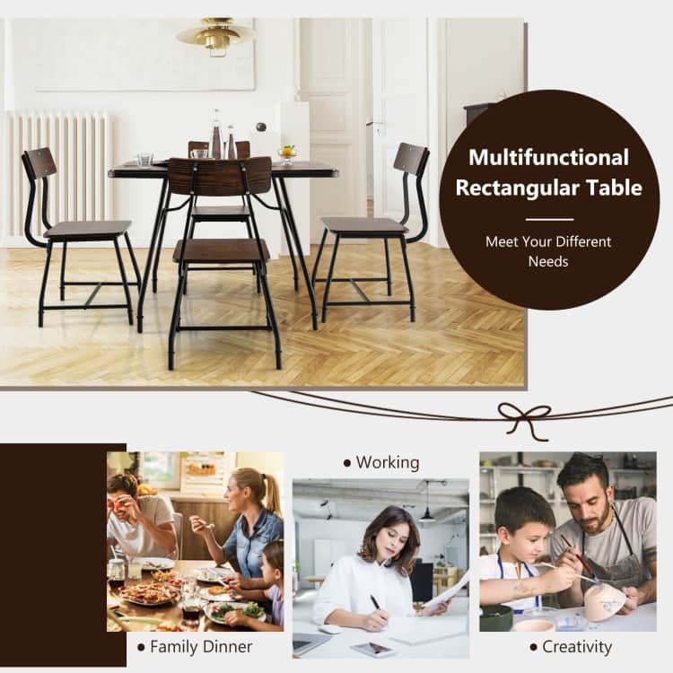 43 x 27.5 Inch Industrial Style Dining Table with Adjustable Feet-Rustic Brown - Rustic Brown - 43 x 27.5 x 30 inch (L x W x H)