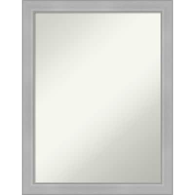 Non-Beveled Bathroom Wall Mirror - Vista Brushed Nickel Narrow Frame