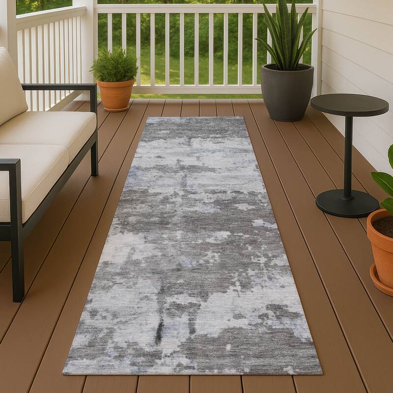 Machine Washable Indoor/ Outdoor Crouppen Modern Chantille Rug - Taupe - 2'3" x 7'6"