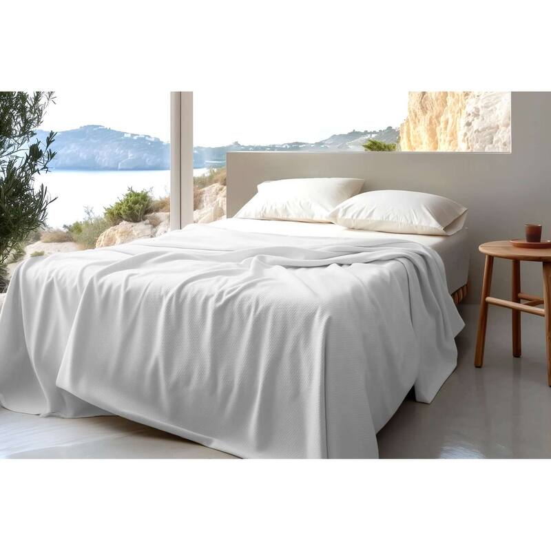 Sleep & Beyond Organic Cotton Honeycomb Jacquard Blanket