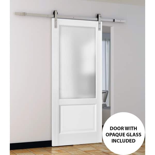 Sliding Barn Door Stainless Steel 6.6ft Hardware / Lucia 22 White