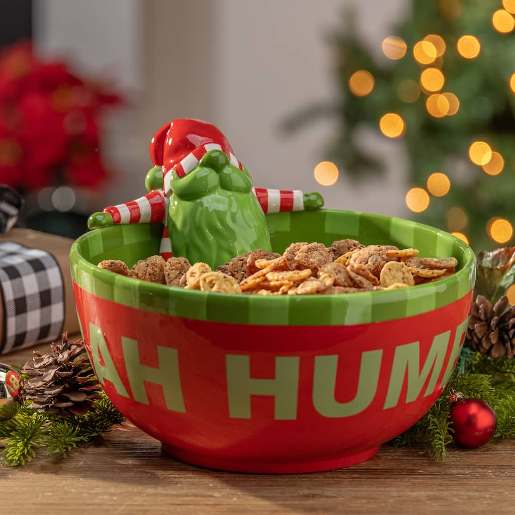 10 Inch Dolomite Bah Humbug Holiday Gnome Bowl