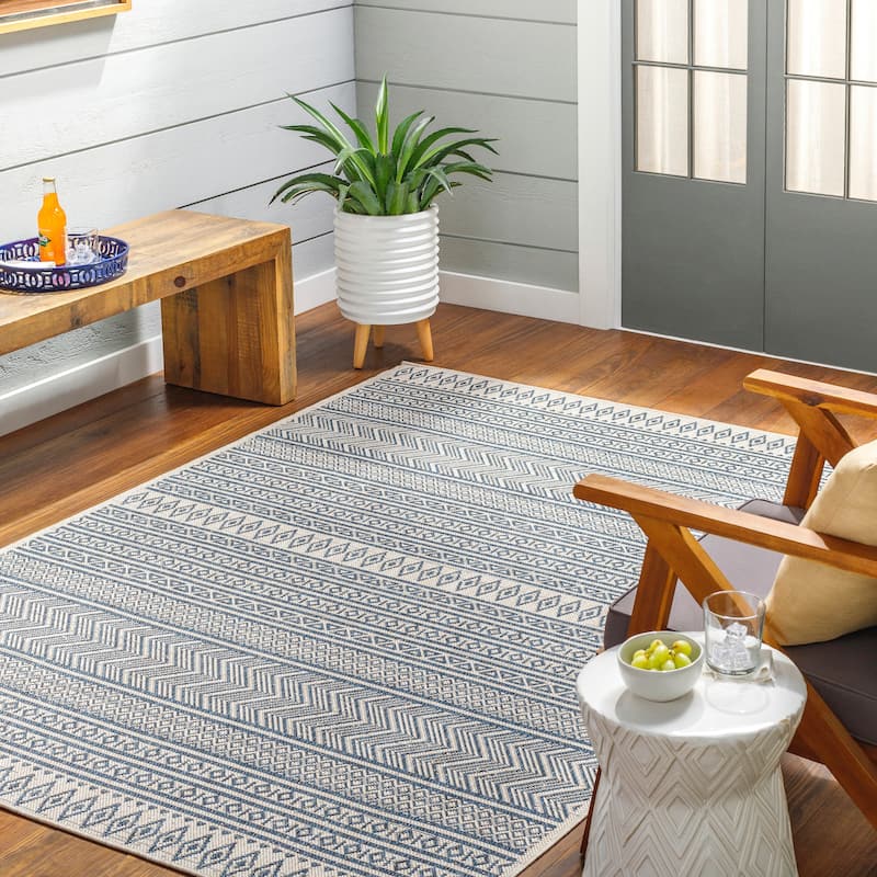 Artistic Weavers Cintia Indoor/ Outdoor Bohemian Stripe Area Rug - 2' x 2'11" - Dark Blue