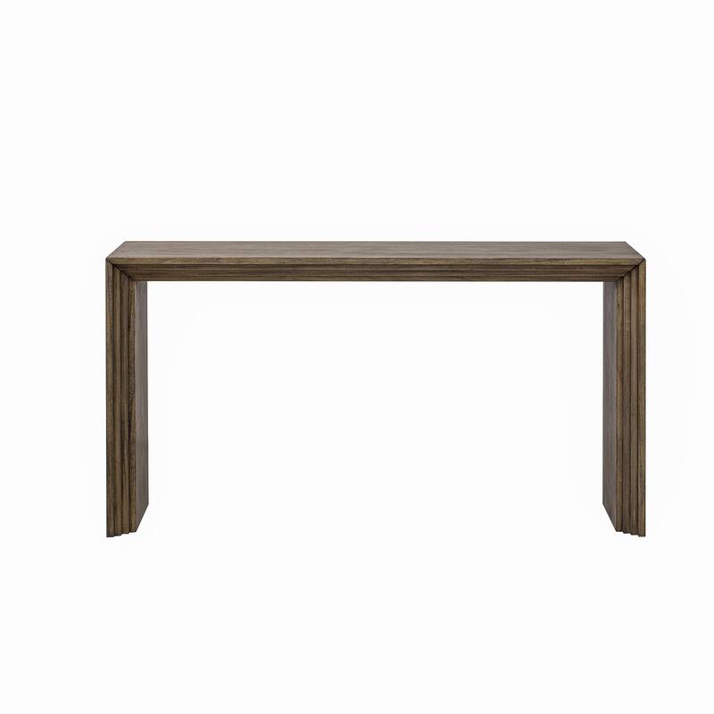 Modern Style Console Table, Striped Side Table with Paulownia Wood Veneer, for Foyer, Living Room and Entryway