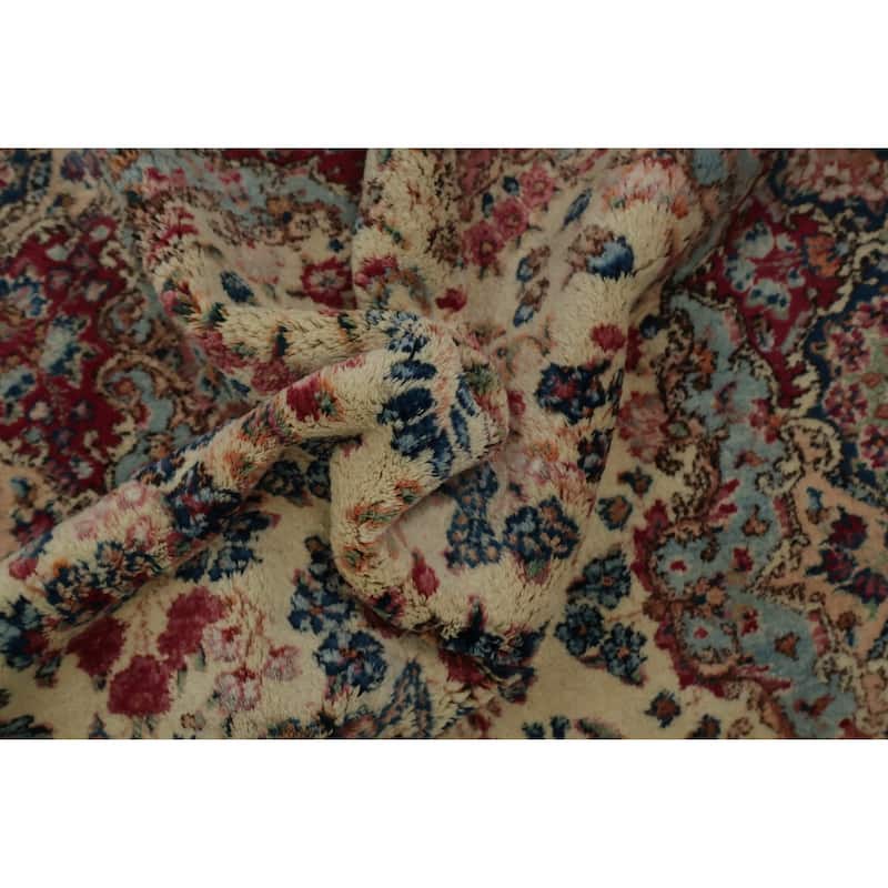 Hand Knotted Oriental 100% Wool Carpet Traditional Floral Beige & Ivories Kerman Area Rug - 7' 1'' X 4' 0''