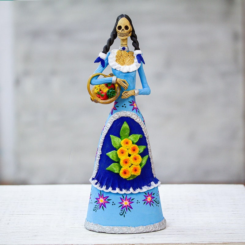 Novica Handmade La Catrina Consuelo Ceramic Sculpture