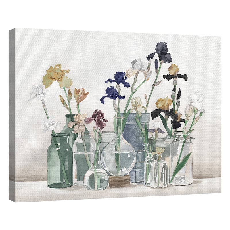 Irises in Vases Ivory by Suzanne Cruise Creative Services Canvas Art Print