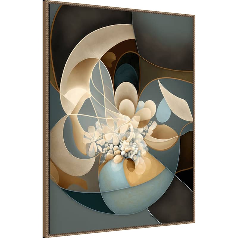 Botanical Fractals by Bella Eve Framed Canvas Wall Art Print - Sylvie Beaded Gold