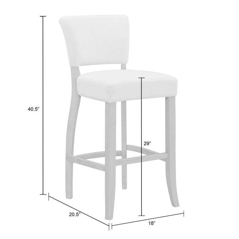 Set of 2 Aleck Beige Fabric Bar Stool with Antique Finish Wood Legs