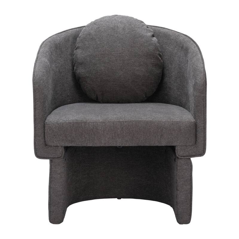 HomeRoots 28" Gray Fabric Barrel Chair And Toss Pillow - 28' X '32.3' X '26