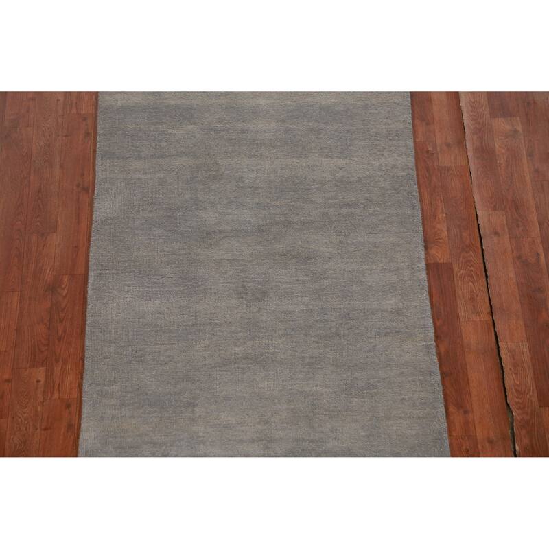 Hand Knotted Oriental 100% Wool Carpet Modern Solid Greys & Charcoal Gabbeh Runner Rug - 10' 1'' X 3' 0''