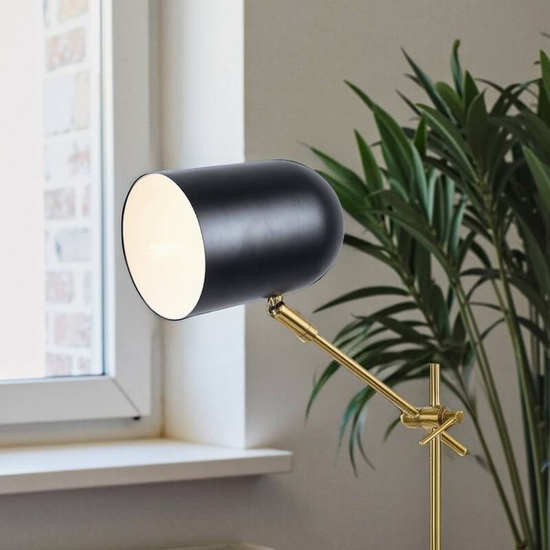Hila Adjustable Black and Gold Desk Lamp - Black