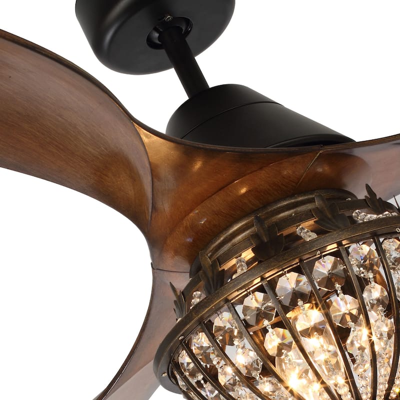 52-inch Industrial 3-Blade Crystal Ceiling Fan with Remote
