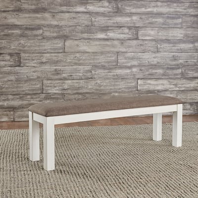 Brook Bay Textured White Carbon Gray Upholstered Dining Bench